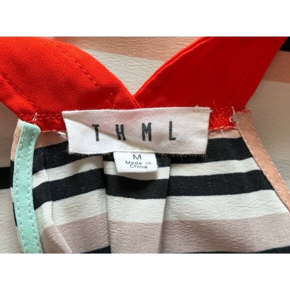 THML Multicolored Striped V-Neck Sleeveless Pullover Top Women's Sz M - Picture 7 of 9